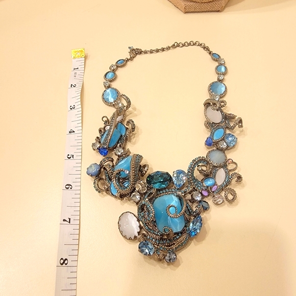 Sorrelli AQUAMARINE Aquatic Azure Crystal Statement Necklace (VERY rare) - Picture 7 of 9